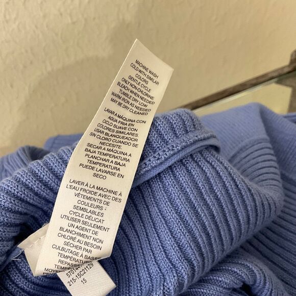 Chico’s Ribbed Boxy Knit Blouse Top women’s Size Large blue pull over 3/4 sleeve - Picture 7 of 13